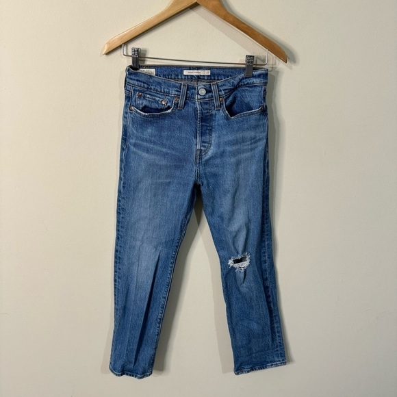 Levi’s x Free People Distressed Wedgie Straight Jeans in Jive Tone Size 27 - Picture 8 of 8